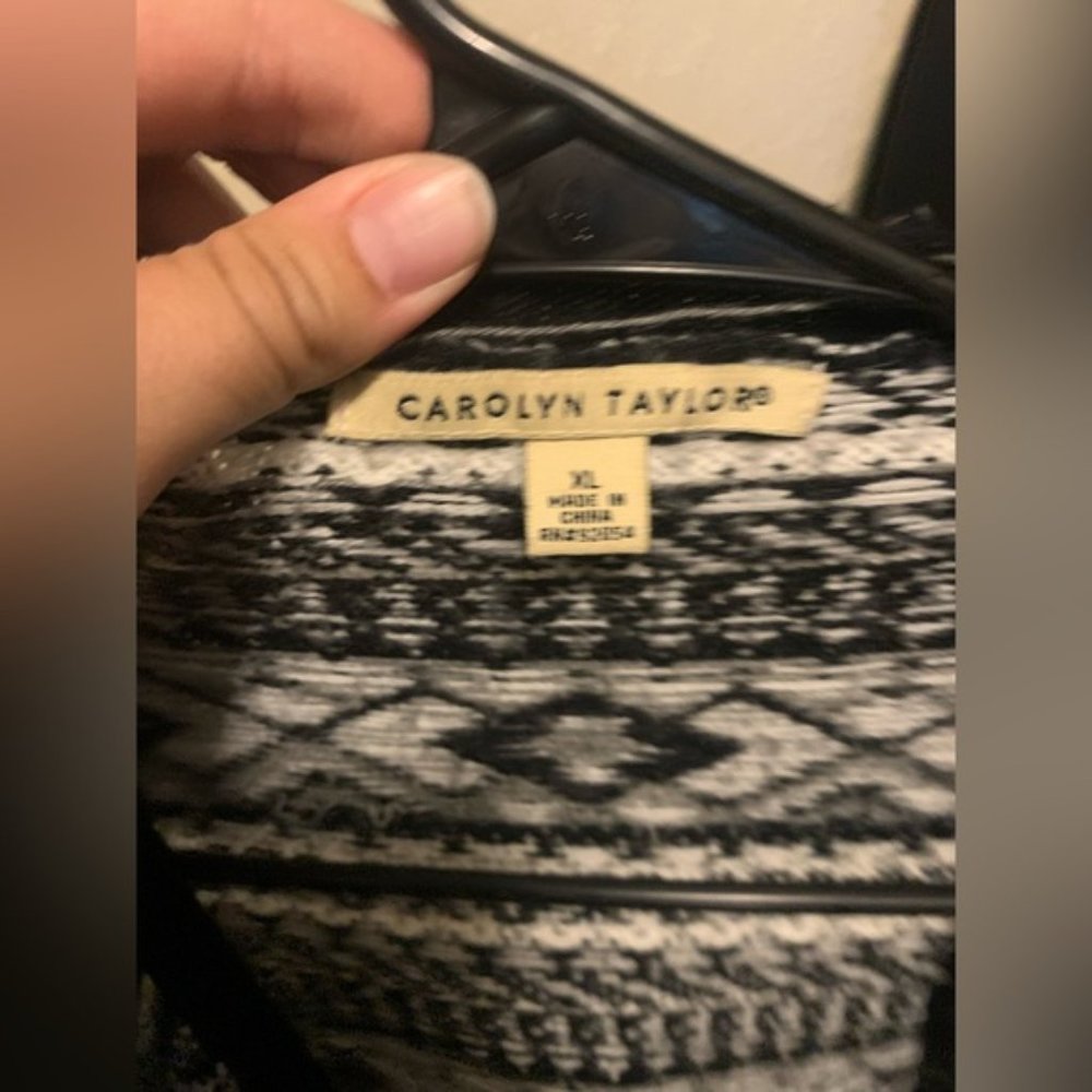 Black & White Cardigan Sweater XL Carolyn Taylor - Picture 2 of 3